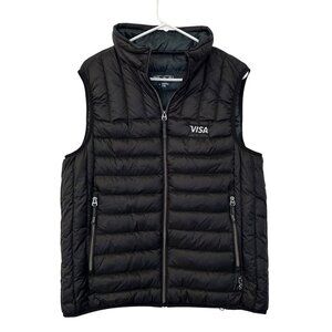 Tumi Pax Packable Down Puffer Vest Pillow Mens Size M Black "Visa" Embroidered